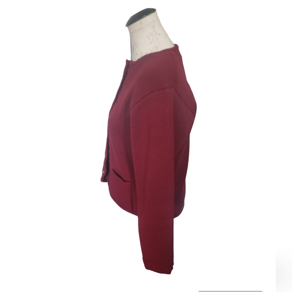 Vintage Tally Ho Women’s Maroon Button Front Floral Cardigan Sweater Size M - Picture 2 of 11